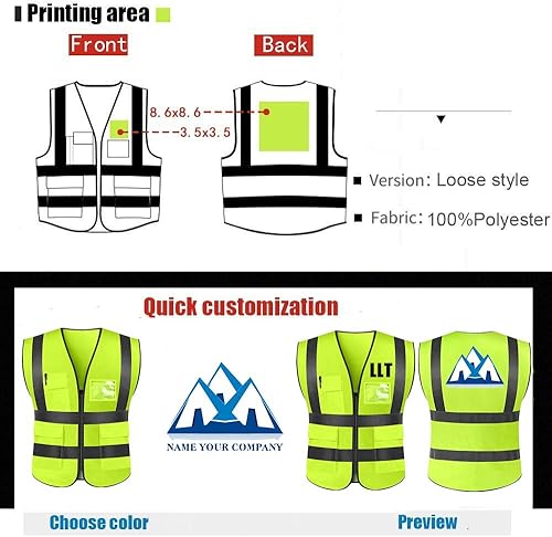 Miniatura 3 de Chaleco de seguridad reflectante de alta visibilidad personalizado para tu texto, chaleco de trabajo al aire libre