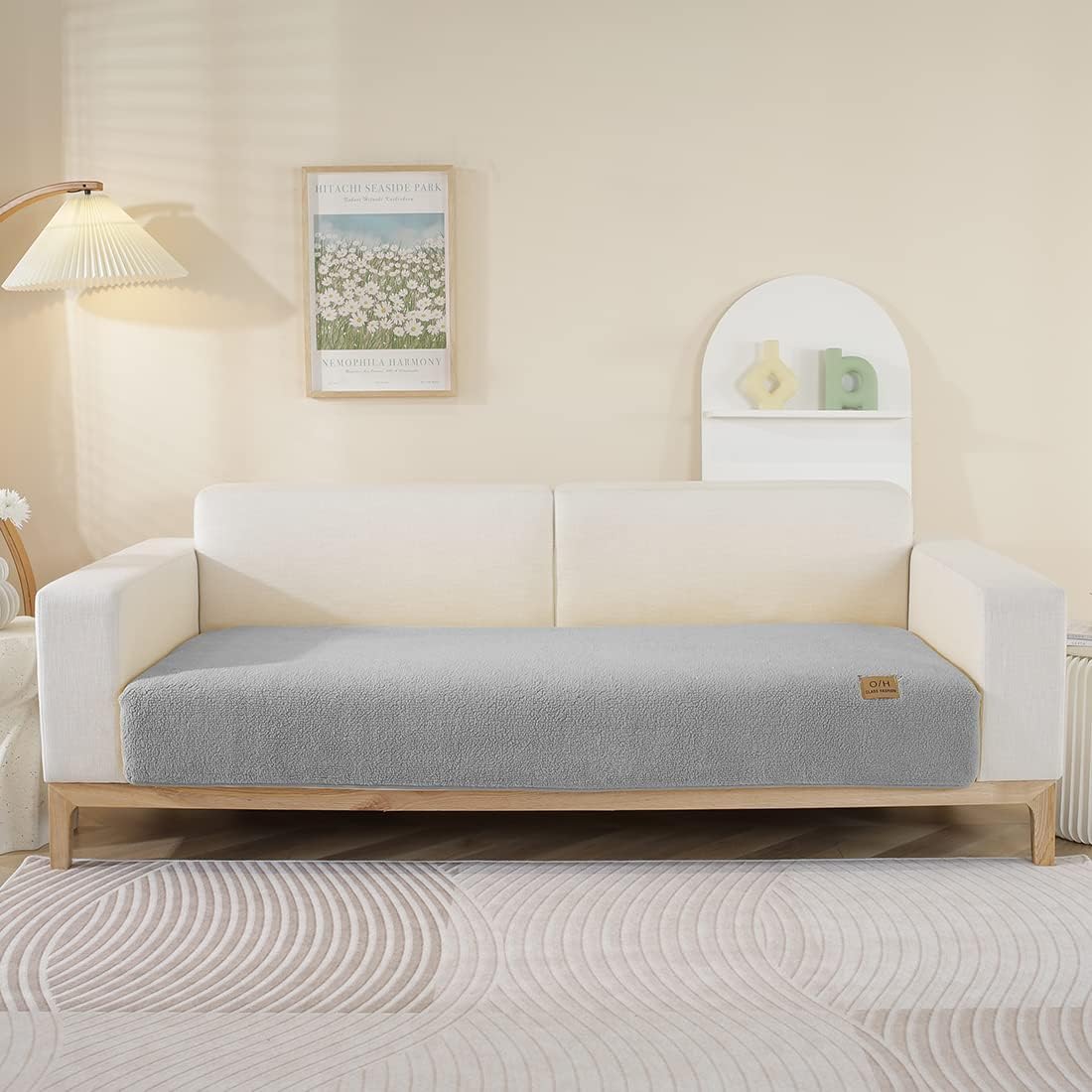 Soft Sherpa Fleece Sofa Couch Covers Fluffy Warm Plush Sectional Couch Cover Non Slip Sofa Slipcover Furniture Protector for Kids Dogs Pet, 1 Piece/Not All Set (Grey,28"x70")