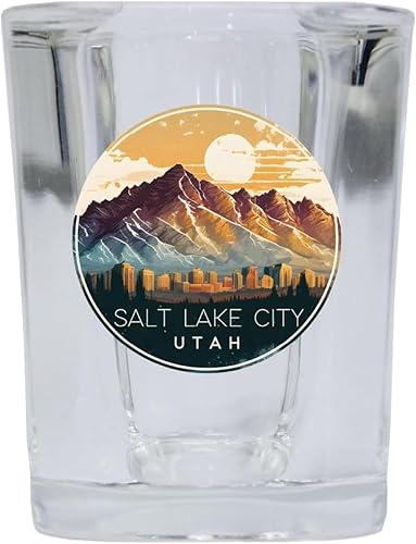 R and R Imports Salt Lake City Utah Souvenir - Vaso de chupito cuadrado B de 2.5 onzas