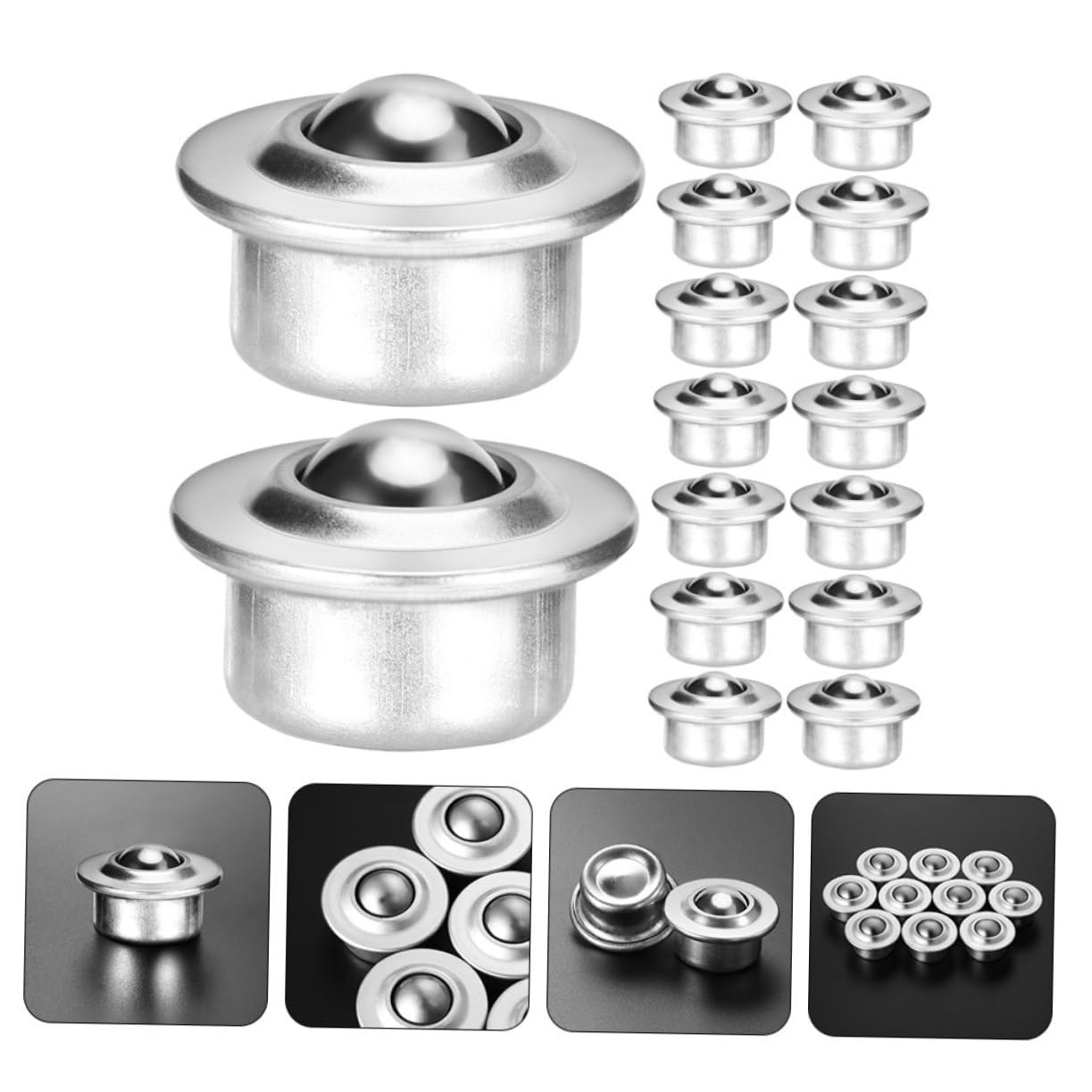 16pcs Transfer Ball Rollers Rotatable Ball Bearings Precision Machined Smooth Operation Suitable for Multiple Surfaces