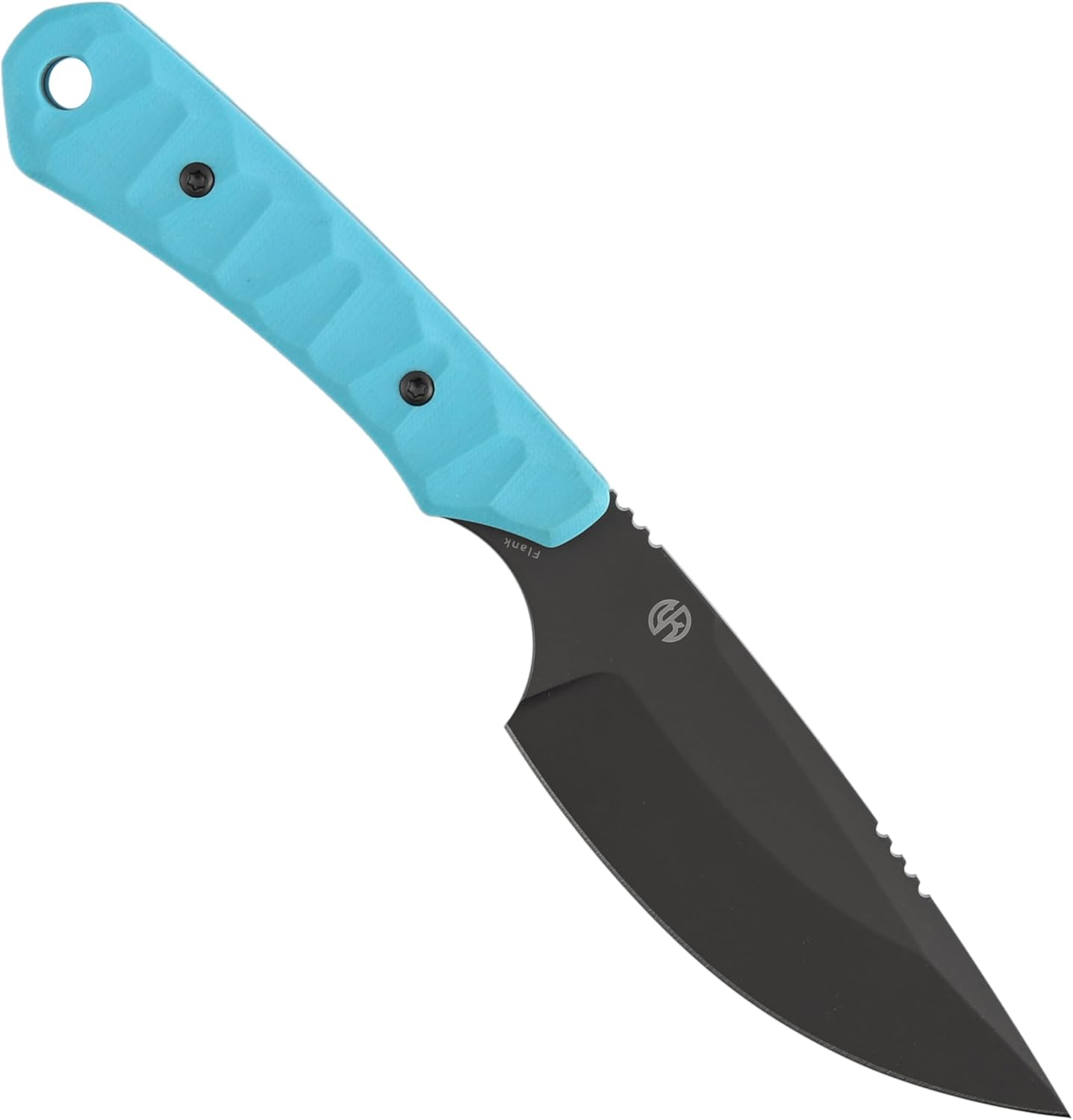 KANSPET Flank Fixed Blade Knife, 3.69" Grey TiCn Coated Sharp D2 Rock Pattern Sky Blue G10 Ergonomics Handle, Adjustable Kydex Sheath for EDC Hunting Survival Camping G006A6