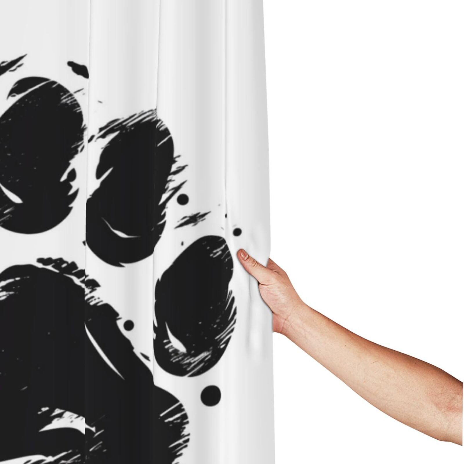 Cortina de ducha negra con estampado de silueta de animales, 152 x 183 cm, tela de poliéster impermeable, decoración de bañera con 12 ganchos, secado rápido, lavable