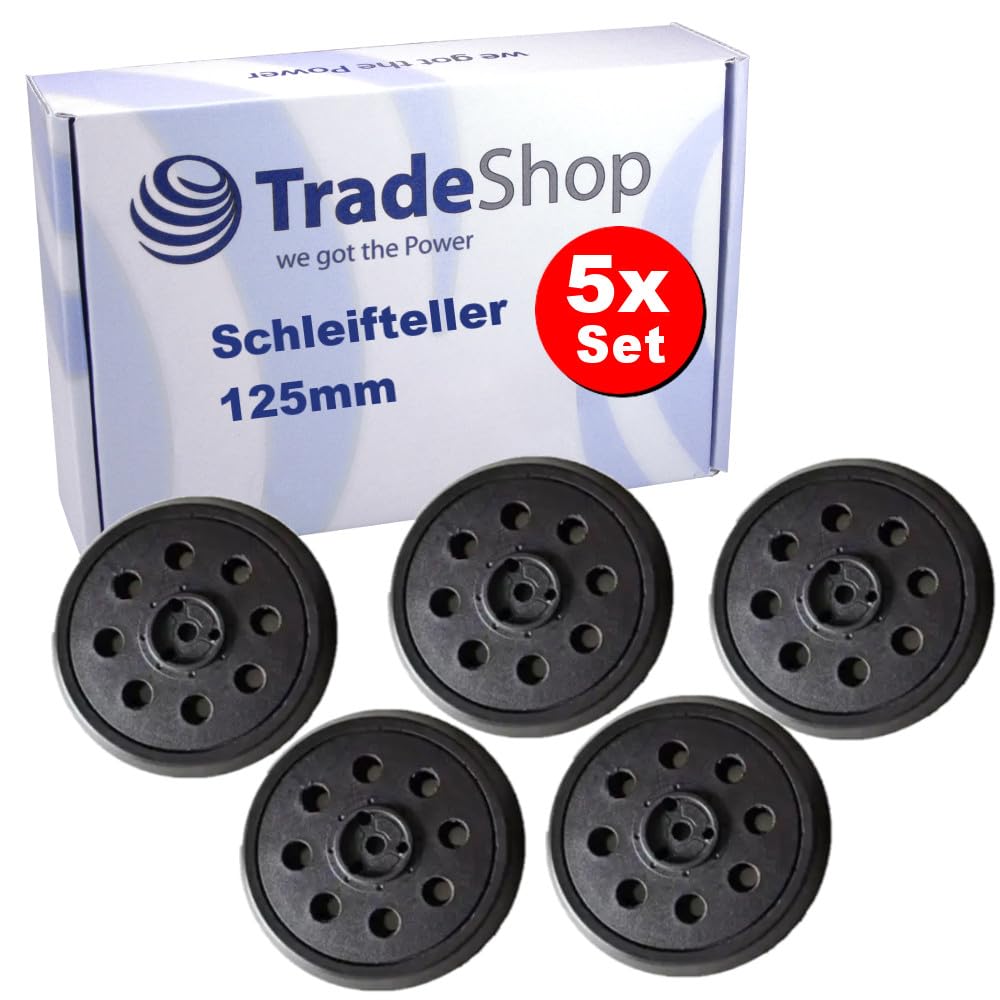 Trade-Shop 125 mm de cierre autoadherente lijadora/placa de apoyo compatible con lijadora orbital Skil 7400 H1, 7425, 7430 H1, 7435 H1, 7500 H1