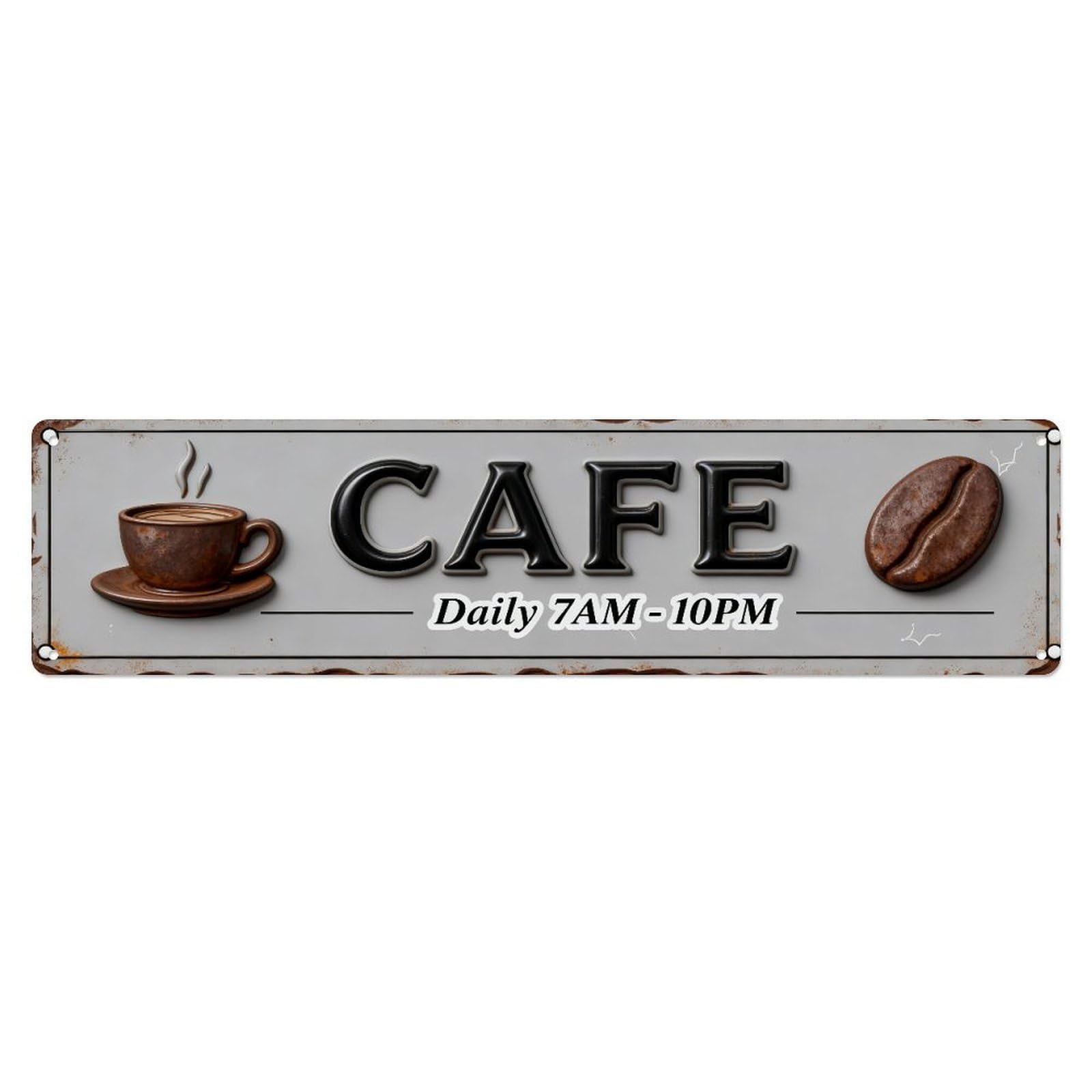 Cafe Sign With Coffee Cup Metal Tin Sign Plaque