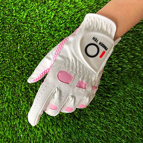 Amy Sport Womens Golf Glove 2 Pack Golf Gloves Women Right Handed Golfer Left Hand Ladies Rain Grip All Weather Pink Size Small Medium Large Xl (Medium, Worn On Left Hand) #TOP3