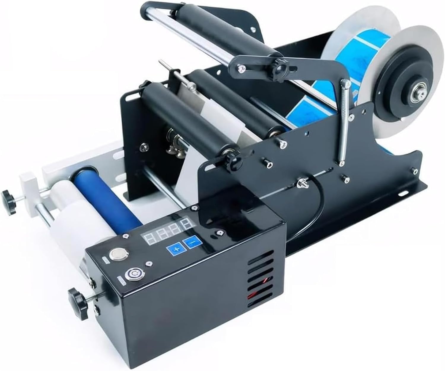 YXZYFPP Electric Semi-Automatic Bottle Label Applicator for 20-100mm Labels | Fast 20-40 pcs/min for Metal, Plastic & Glass Bottles | Perfects for Small Business