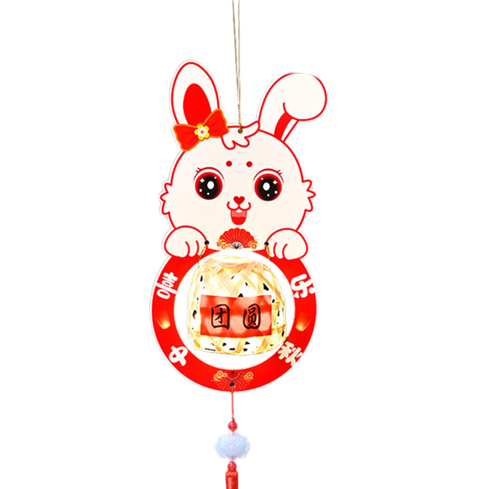 Elnwnnkc Happy Mid Of 8 Rabbits Lamps Accessory Glowing Revolving Handheld Chinese Festival Scaldfish Ornament Home Decoration Lamp