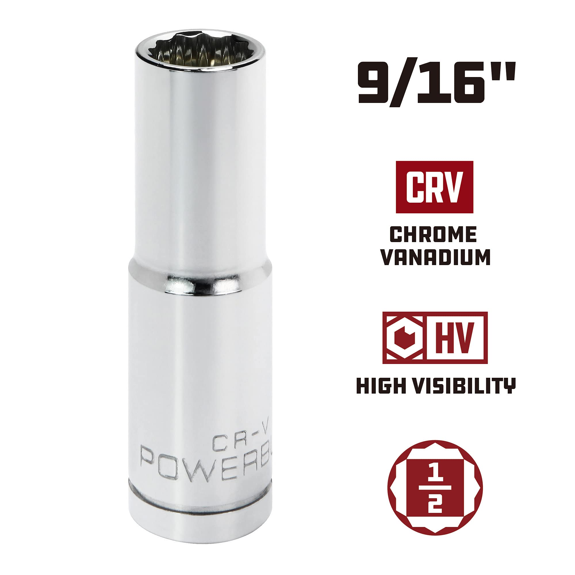 Powerbuilt 1/2 in. Drive x 9/16 in. 12 Point Deep Socket - 940131