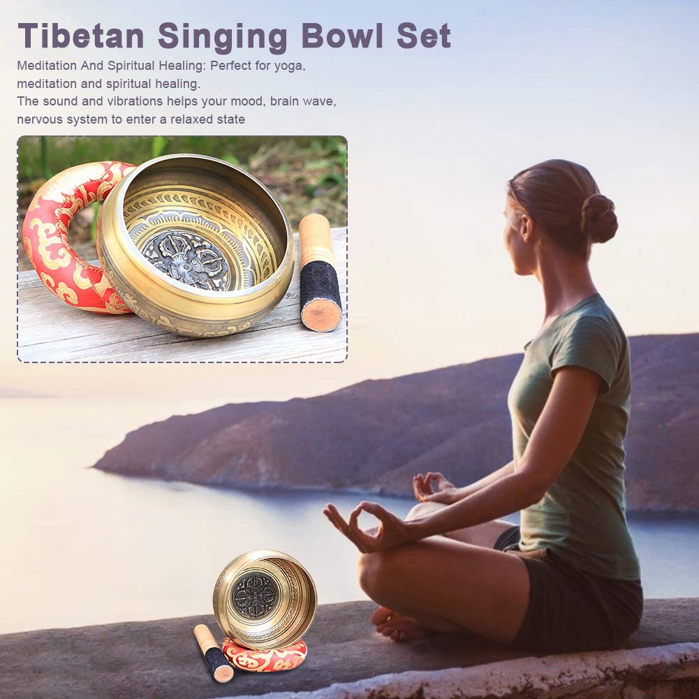 Regalo Fatto a Mano con Set di Campane tibetane in Lega, a Forma di Cuore, per Meditazione, rilassamento e Pace.