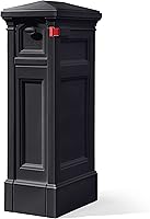 Step2 Atherton Reserve Large Outdoor Mailbox with Post - Extra Storage for Mail & Packages, Weatherproof Durable Plastic, Easy Install, Flag Included, Black