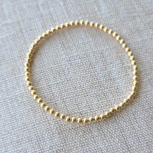 Anela 14kt Gold Filled Bracelet, 3mm Gold Filled Beads, Stretch and Stackable, Waterproof to Swim or Shower, Dainty Woman Bracelet for Everyday Use, Stretch and Stackable, Hand Made in USA - Image 6
