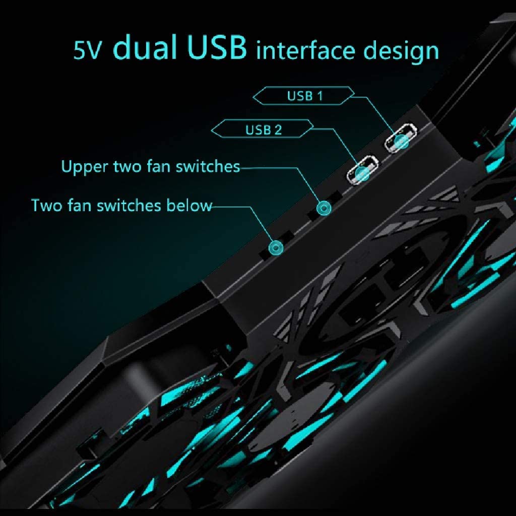 Chłodnica do Laptopa Podkładka Chłodząca Do Laptopa Zasilany Przez USB Wentylator Z Napędem Na Cztery Koła 1100 Obr./min Silny Wiatr Dla Biur Graczy Stojak na laptopa,Wentylowany