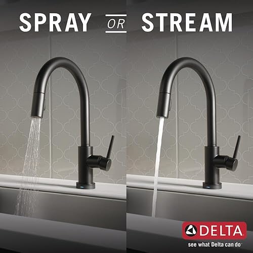 Miniatura 8 de Delta Faucet Trinsic - Grifo para cocina monocontrol y rociador extendible con función táctil, tecnología Touch2O, negro mate 9159T-BL-DST