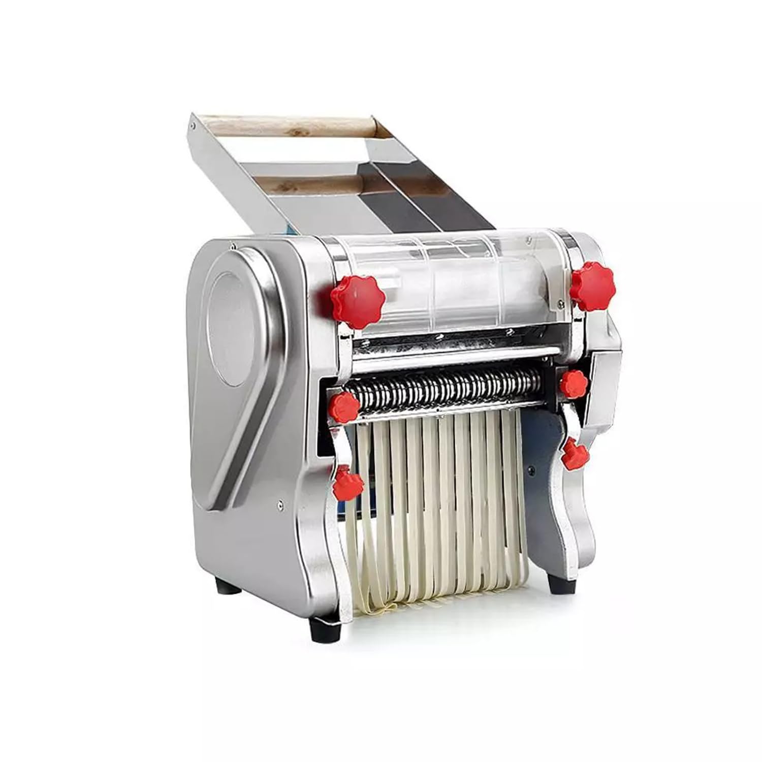 Thaweesuk Shop Silver Commercial Electric Dough Roller Noodle Pasta Dumpling Maker Machine 110V Sheeter Automatic Making Press Durable Adjustable Stainless Steel 16.5''L x 12.2
