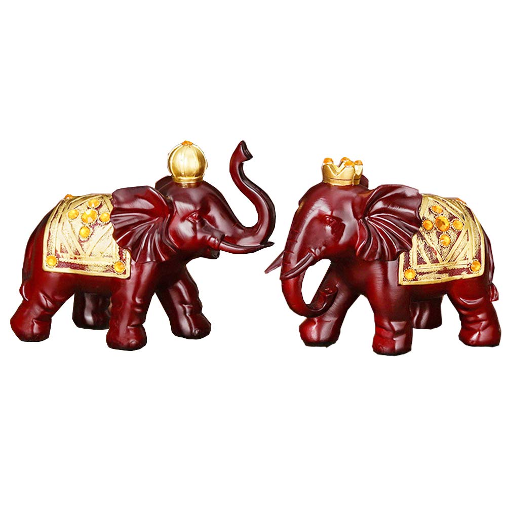 2 Rote Elefanten-Statuen, Feng Shui Deko Für Zuhause – Mit Rüssel Nach Oben/unten, Glücksbringer Für Wohnzimmer