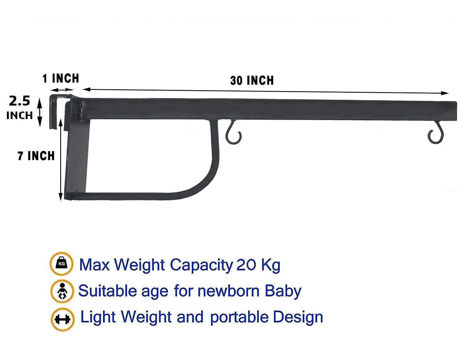 A to Z Hub Baby Cradle Window Metal Hanger/Ghodiyu/Swing/Parna/Jhula For New Born Baby With Jhula, Black 3