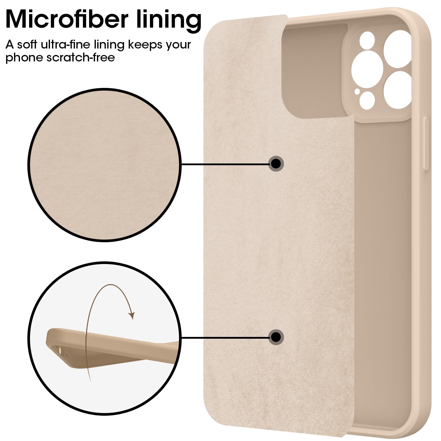 KPPIT iPhone 15 Pro Max Silicone Case 6.7-Inch,Shockproof Cover with Microfiber Lining,Silky-Soft Touch Full-Body Protective Phone Case(Khaki) - Image 4