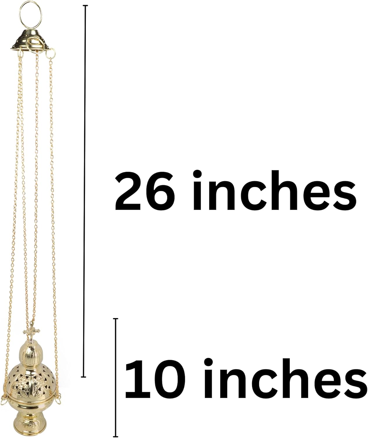 Needzo Religious Brass Censor, Traditional Incense Burner for Home and Worship, No Bells Included, 36 Inches