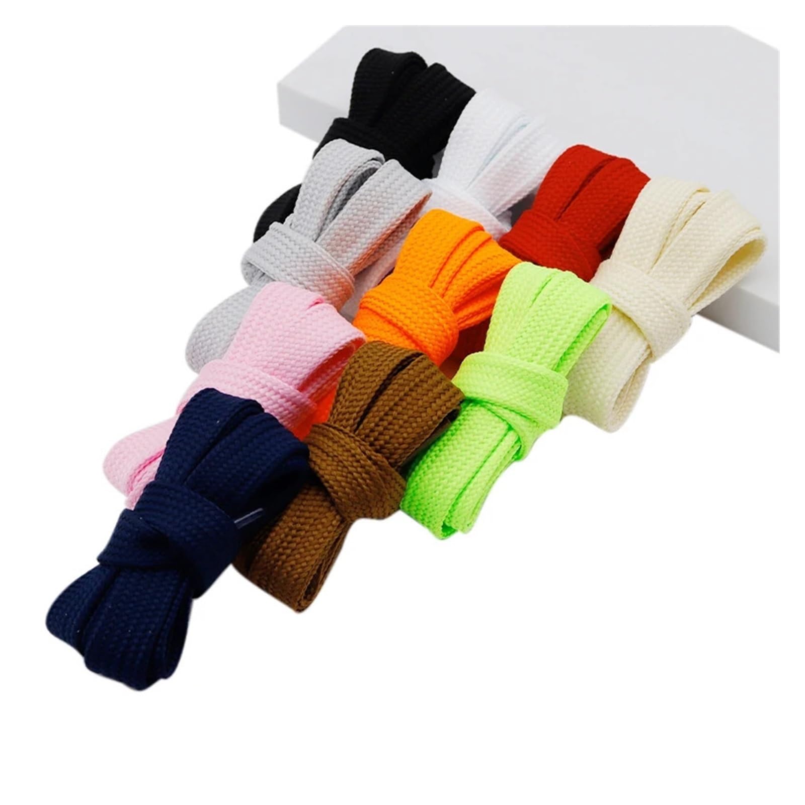 HEAGER Chaussures, cordons flexibles, Lacets Double couche extra larges de 18mm, 10 modèles de chaussures plates de couleur unie, cordon(Rood,180 cm)