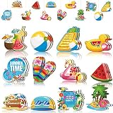 Sintuff 36 Pieces Summer Tree Ornaments Beach Wooden Hanging Ornaments Summer Tree Decorations Hawaiian Pendant Watermelon Flamingo Decorations for Luau Seaside Party Supplies