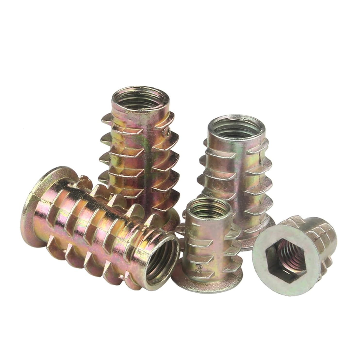10/ 20pcs Hexagon Hex Socket Head Embedded Wood Insert Nut Flanged Hex Drive Head Furniture Nut M4 M5 M6 M8 M10(M8x25mm (10pcs))