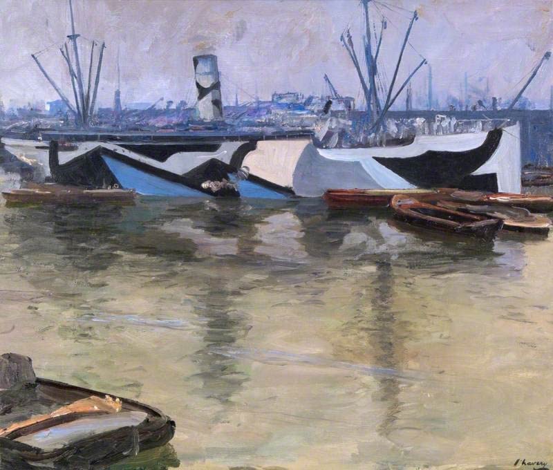 Affiche Docks de Londres John Lavery pour salon moderne - Décoration murale élégante en toile