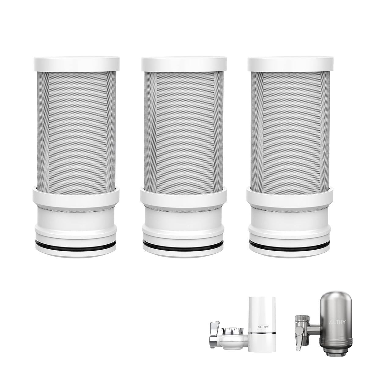 ALTHY Accesorios de repuesto de filtro de agua para grifo para sistema T1/T2, incluye 3 piezas