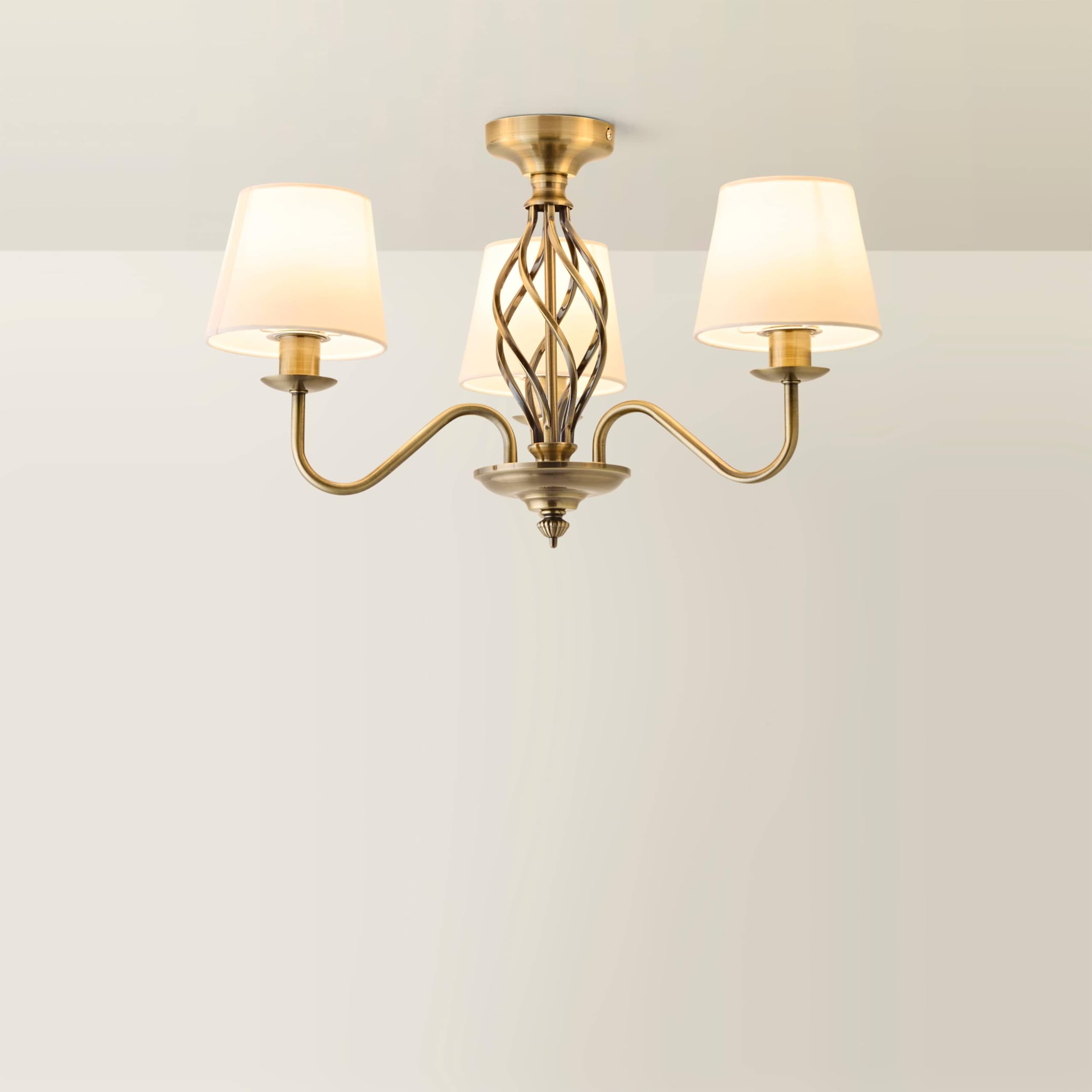 ValueLights | Antique Gold 3 Light Chandelier with Fabric Lampshade | Chandeliers, Home Décor & Improvement Essential | Mains Wired
