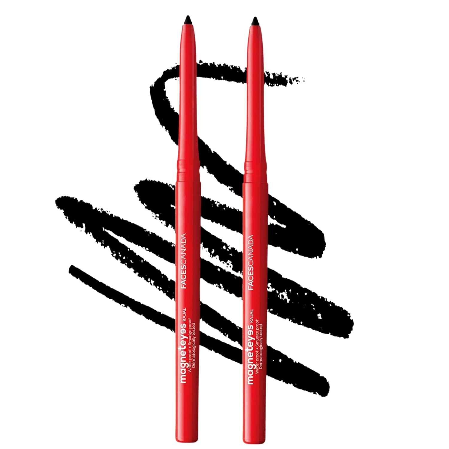 FACESCANADA Magneteyes Eye Pencil | 24 HR Long Stay Deep Black Eyeliner | Smudge Proof, Waterproof Formula | Smooth One Stroke Glide for Defined, Bold Eyes | 0.01 Oz (Pack of 2)