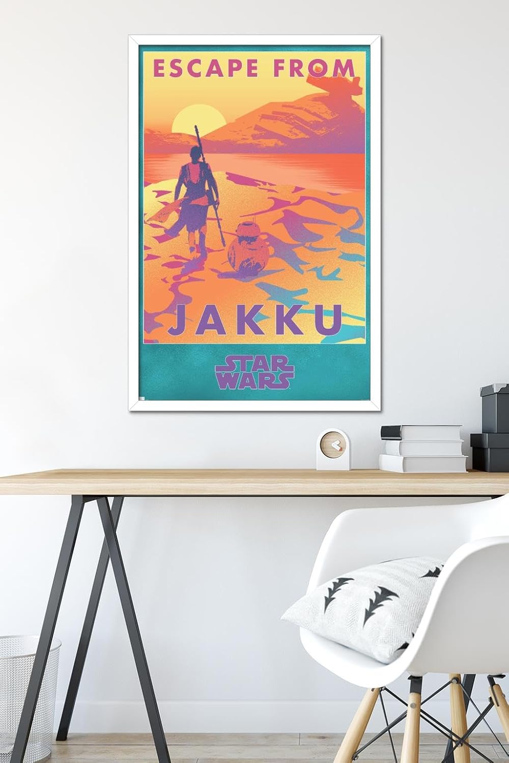 Trends International Star Wars: Jakku - Escape from Jakku Wall Poster, 34L x 22.4W, White Framed Version