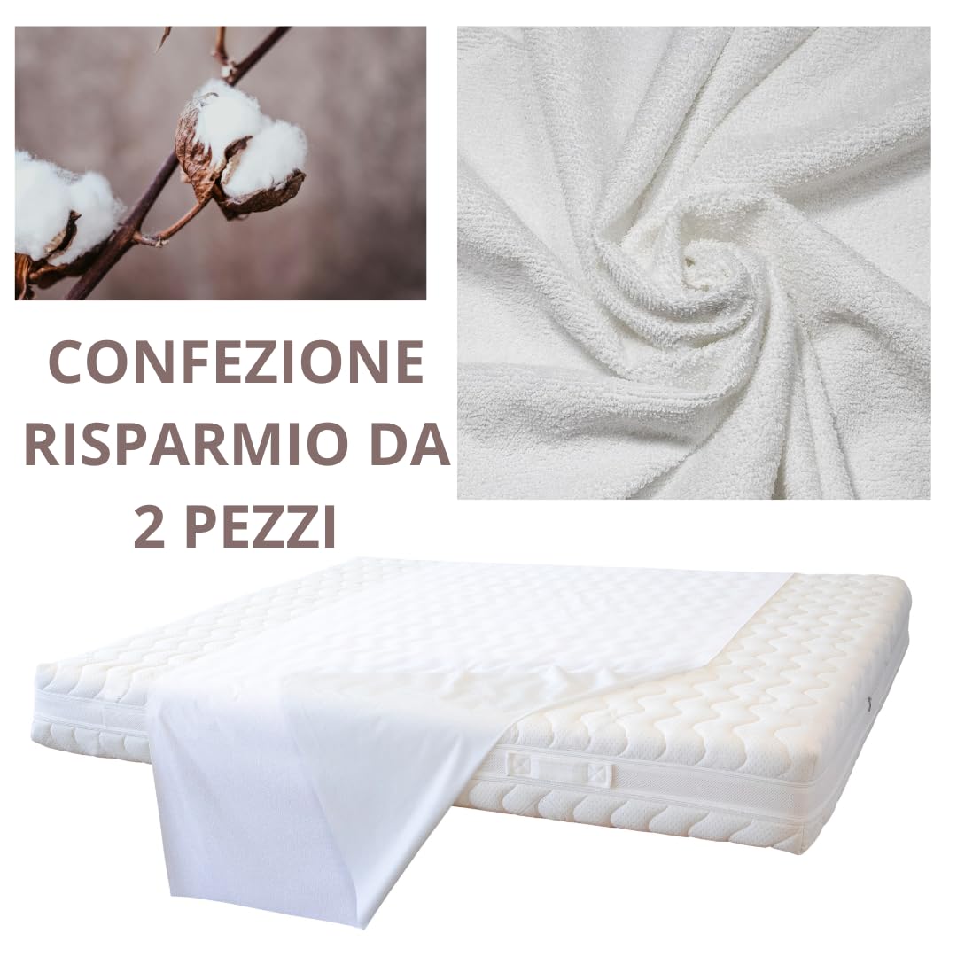 Traverse Algodón 120x180 cm (2 Unidades) – Protector de Colchón Impermeable, Transpirable y Lavable – 210 g/m², Ideal para Incontinencia, Bebés, Ancianos y Camas Individuales o Matrimoniales