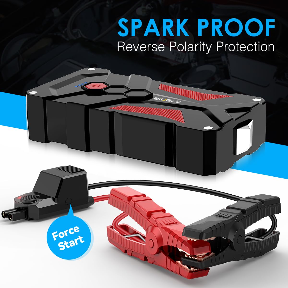 Démarreur de Voiture 5000A Booster de Batterie Auto 12V Pack d'alimentation Portable (jusqu'à 9,0 L d'essence ou 8,5 L de moteur diesel), Démarreur de Voiture avec Lampe de Poche LED, Démarrage
