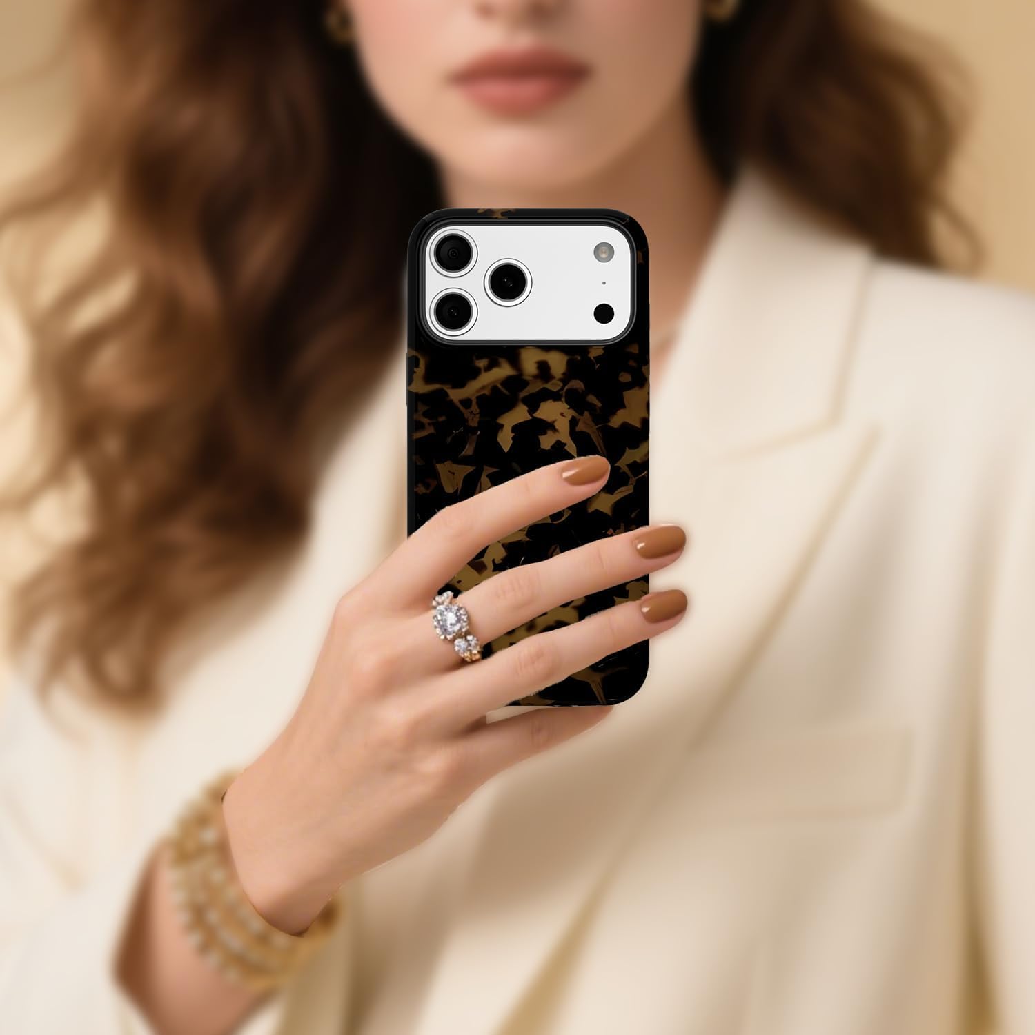 for iPhone 17 Pro Max Case Tortoise Shell, Retro Amber Print Phone Case for Women Girls, Girly Cute Thin Slim Hard Turtle Shell Plastic Phone Cover, Luxury Aesthetic Trendy Animal Design - Image 7