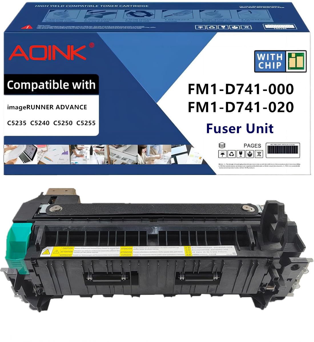 AQINK FM1-D741-000 FM1-D741-020 Fuser Unit Replacement for Canon FM1-D741-000 FM1-D741-020 Fuser Unit Compatible with Canon imageRUNNER Advance C5235 C5240 C5250 C5255 Printers (1-Pack, 110V)