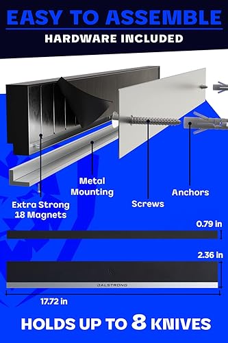 Miniatura 4 de Dalstrong Soporte magnético para cuchillos de pared, silicona resistente a los arañazos, detalles de acero inoxidable, color negro mate, tira