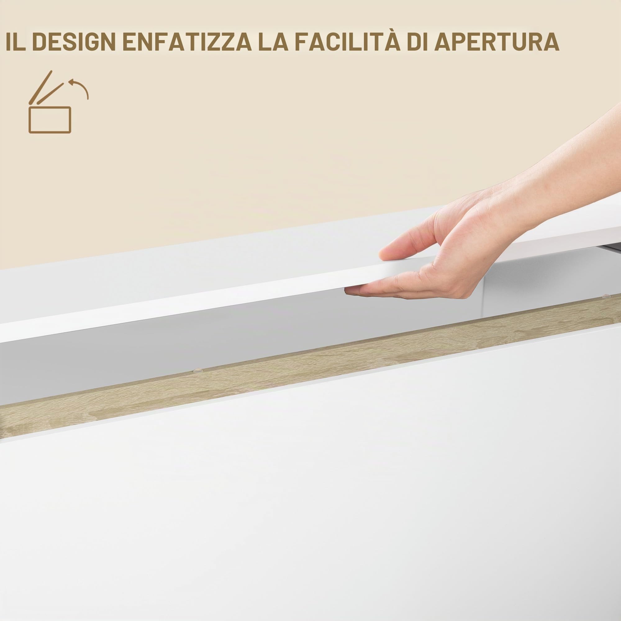Hzuaneri 150cm Panca Contenitore, Cassapanca con doppia anta, Panca portaoggetti Salvaspazio, per Soggiorno, Ingresso e Camera da Letto, 40 x 150 x 47 cm, Bianco SB21503X