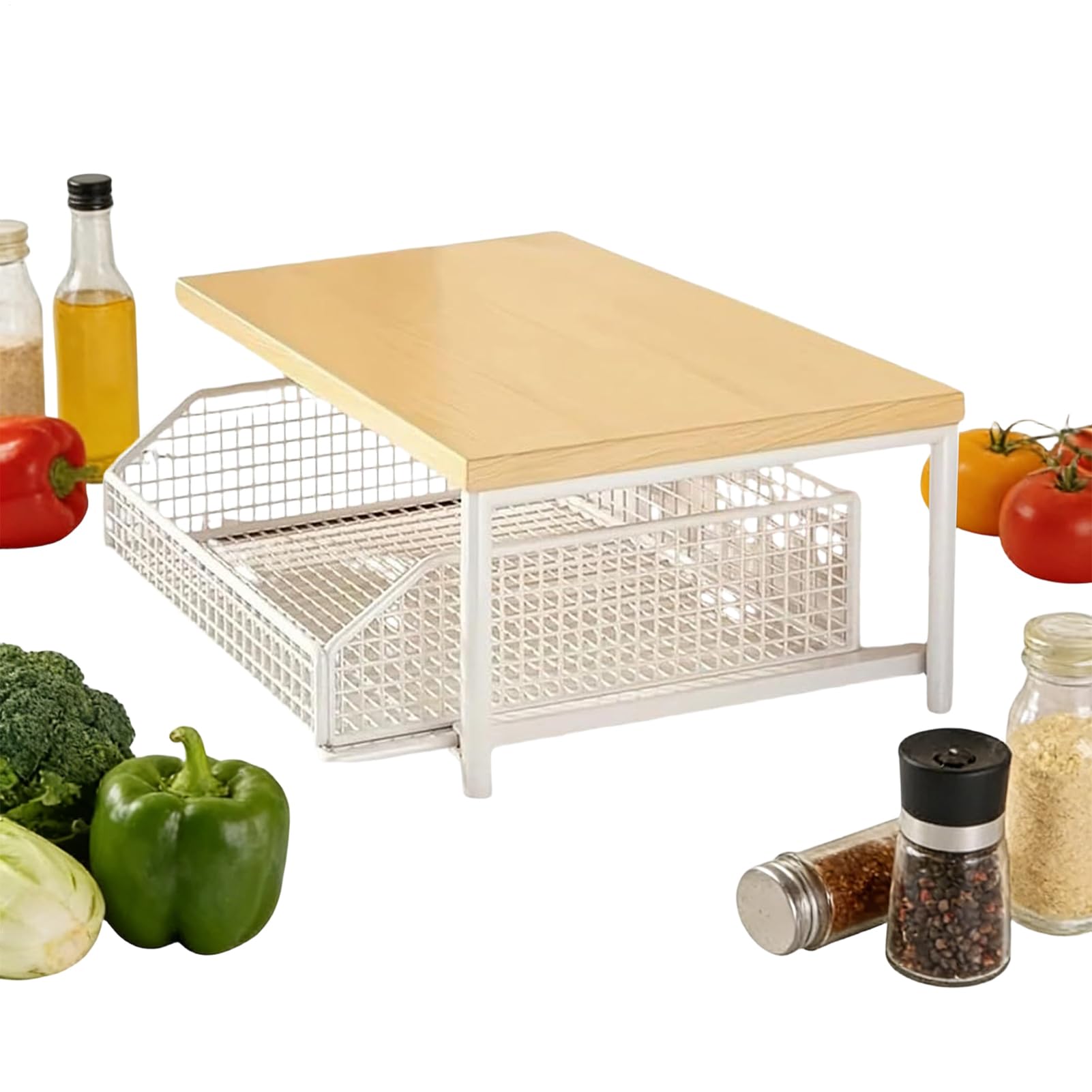 Generisch Scaffale organizer verticale, per armadi da bancone, robusta struttura in acciaio con più livelli, ripiani per dispensa a 2 ripiani, design compatto per