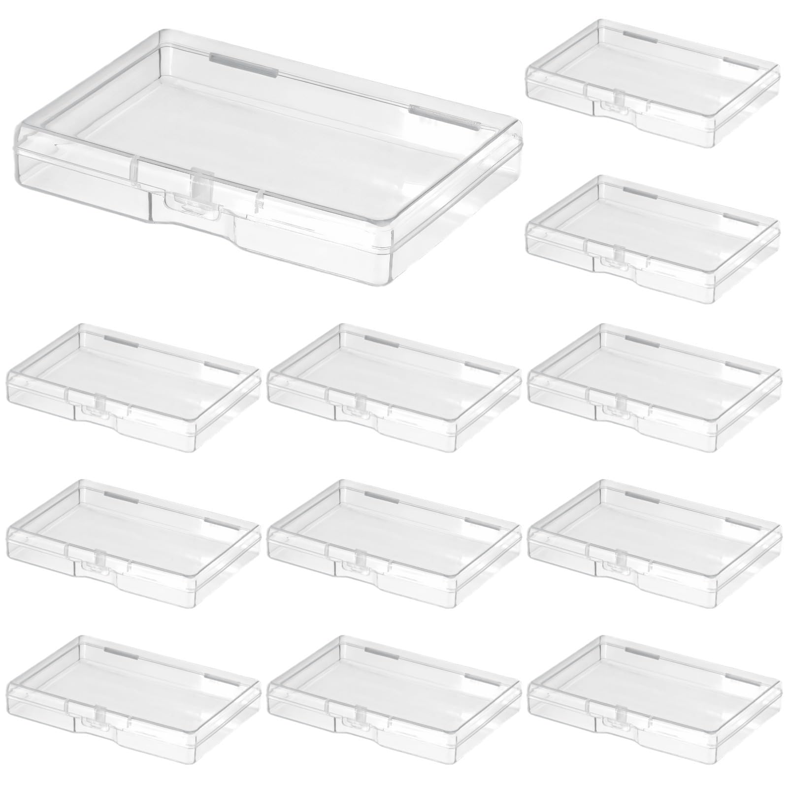 Przezroczysty organizer do przechowywania kart kolekcjonerskich, przezroczyste pudełka na karty do gry, zamykane etui na pokera, plastikowe pudełko na koraliki, biżuterię, wizytówki, 12 szt