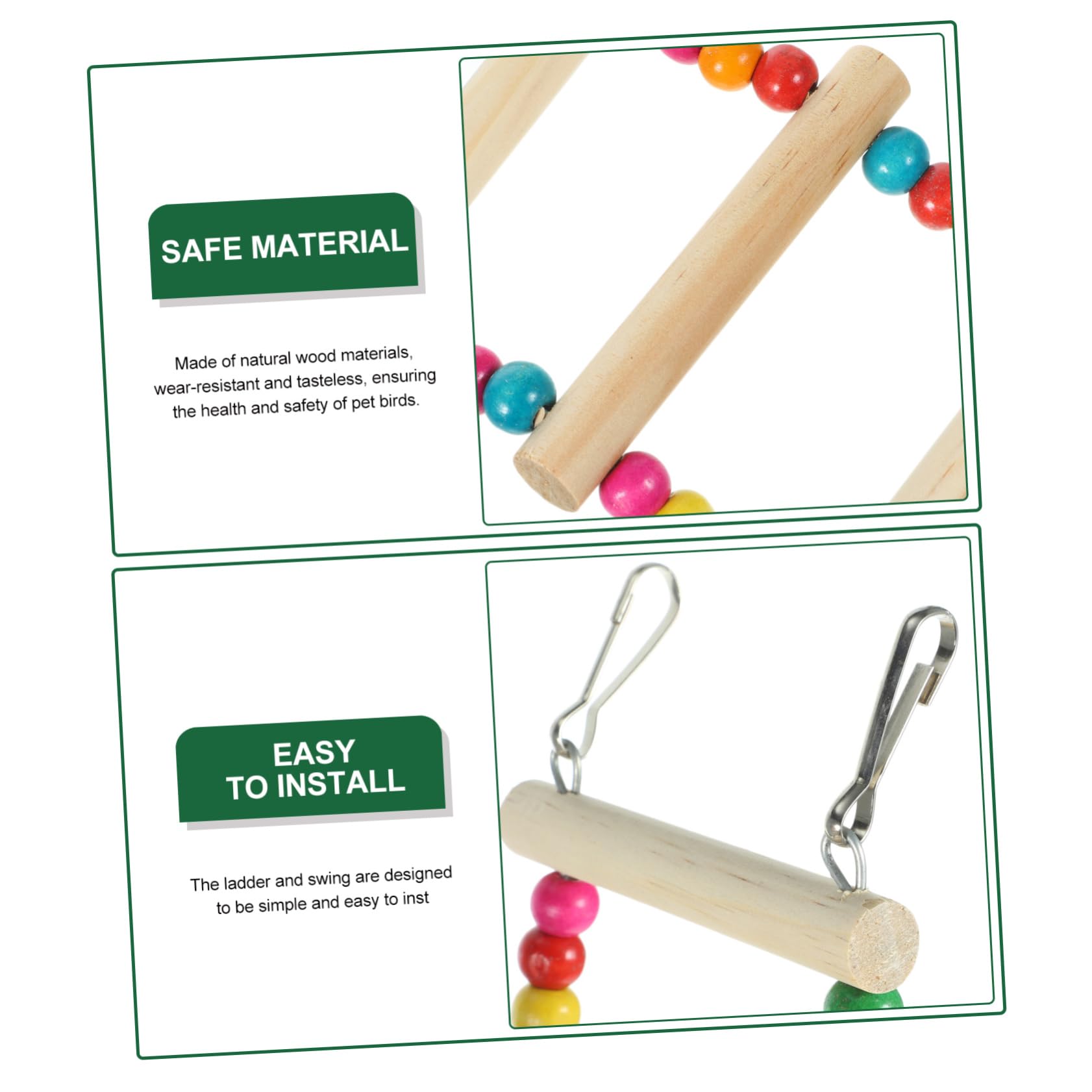 HANABASS Multi-Functional Bird Cage Ladder Wooden Climbing Ladder Toy for Parrots Chewing Swing Accessory