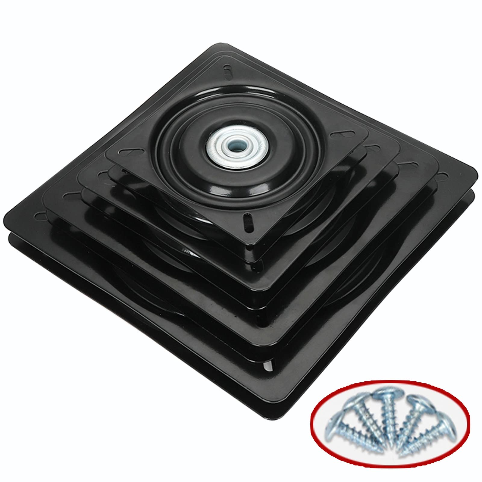 Base girevole con piastra orientabile, Giradischi con cuscinetti a sfera in acciaio laminato a freddo, rotazione di 360 gradi, dimensioni multiple, nero(6inches)