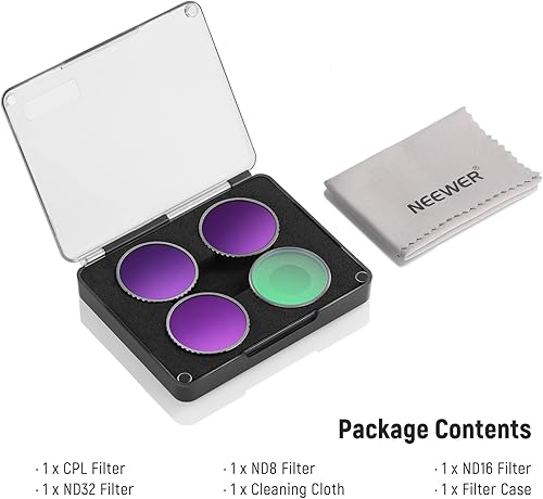 Miniatura 9 de Neewer CPL & ND - Juego de filtros compatibles con DJI Osmo Action 4Action 5 Pro (paquete de 4), atornillable CPL + ND8 + ND16 + ND32, accesorios