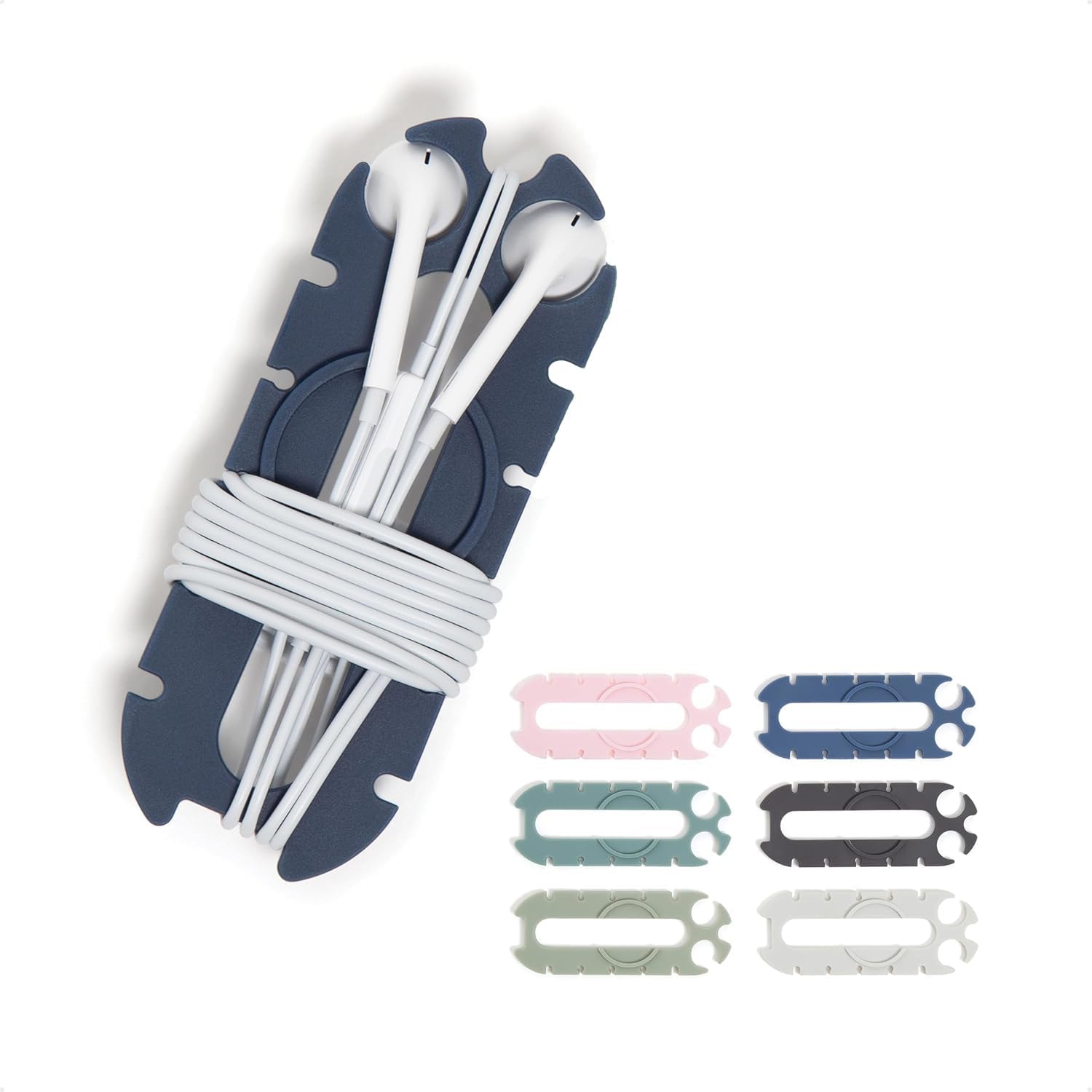 U Brands Oval Wired Ear Buds Cord Caterpillar Wrap, Set of 6 Cord Organizers for Apple Headphones Wired, Travel Essentials, Electronics Cable Management