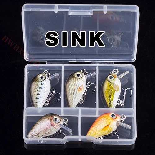 Miniatura 6 de Crank Baits Mini Señuelos de Pesca Kits de Buceo Profundo Flotante Swimbait Duro Señuelo para Bajos, Trucha Lucio de Agua Dulce y Salada