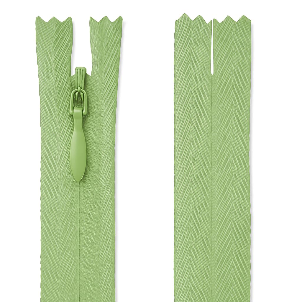 Invisible Zip Pale Green 22" (56cm) - Concealed Closed-End Nylon Zipper for Sewing & Dressmaking: Evening Dresses, Bridal Gowns, Coats, Long Skirts & Couture by Giddy Square — image 1