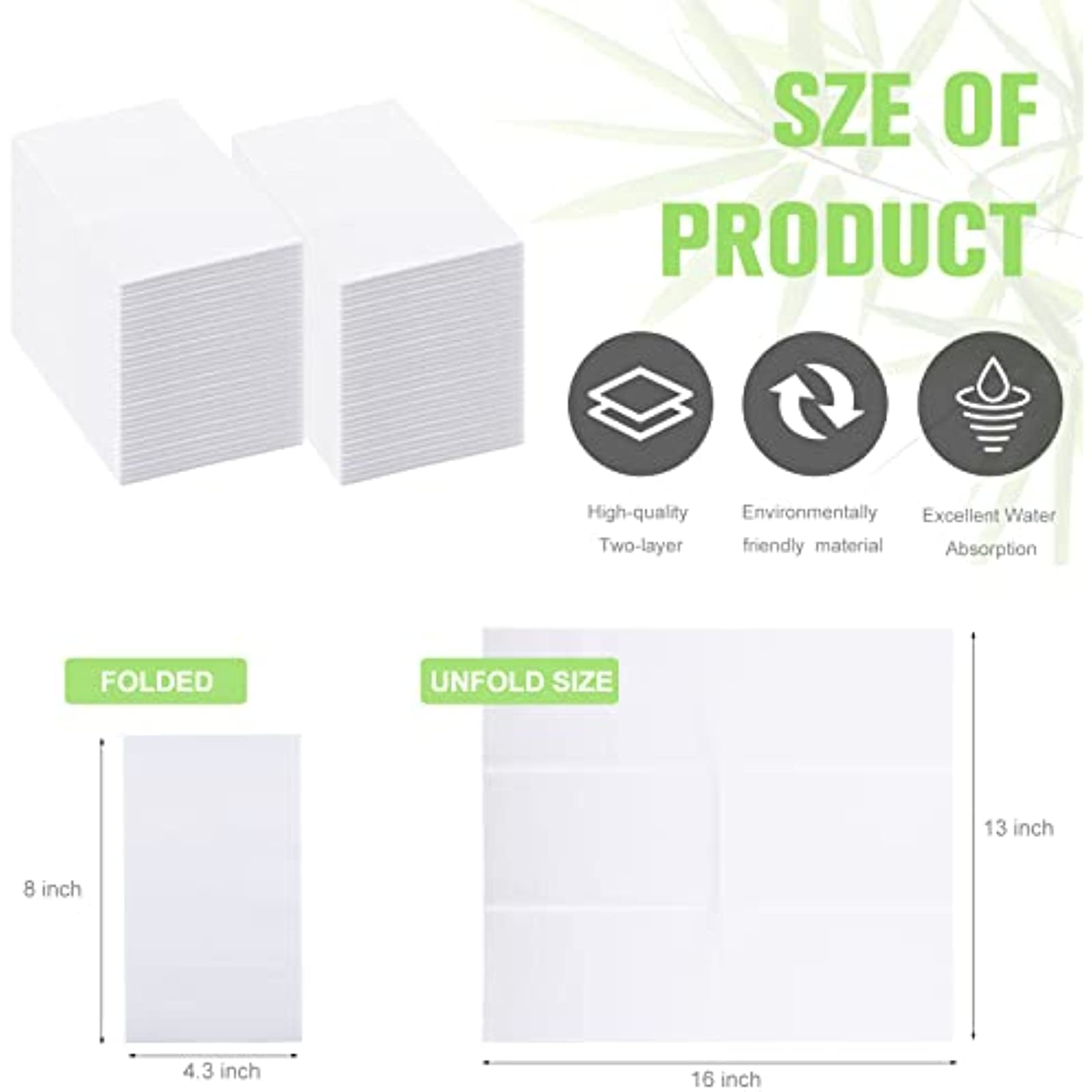 Servilletas desechables para baño, servilletas blancas, toallas de papel desechables, toallas de papel de invitados, servilletas suaves y absorbentes, servilletas de 2 capas, servilletas de papel