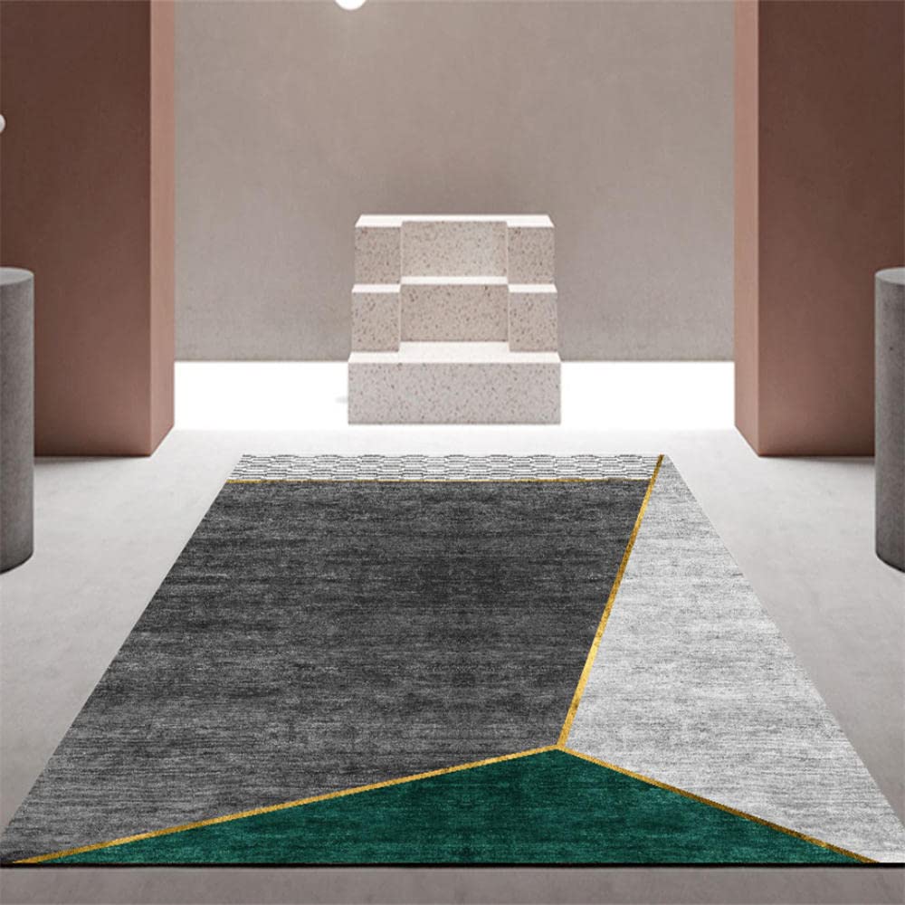 Tapis doux salon moderne décoration chambre graphique gris doré vert 40X60cm