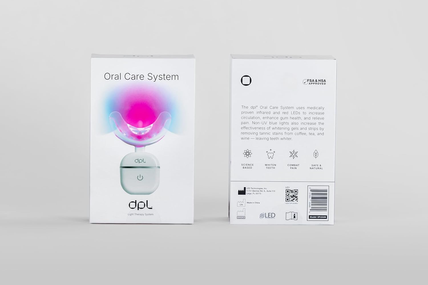 dpl Oral Care LED Light Therapy for Teeth & Gums, Red, Infrared & Non-UV Blue Light Device for At-Home Dental Use, Compatible with Teeth Whitening Products