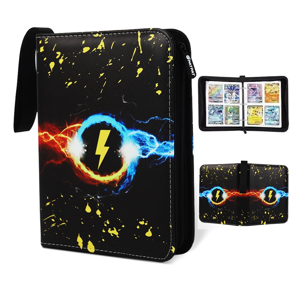 Poke-mon Cards Binder, Poke-mon Cards Album for 400 Cards Cartoon Prints Zipper Bag Trading Card Binder Collection Card Pack Bag Game Cards Case Gift for Kids