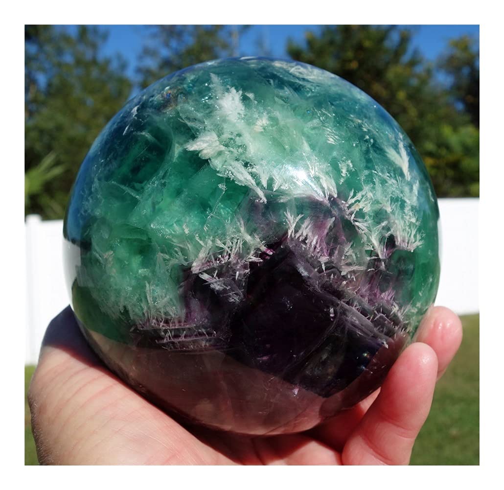 Pietra preziosa della Sfera della Sfera di Cristallo della Fluorite dell'arcobaleno Naturale Bella Collezioni di casa