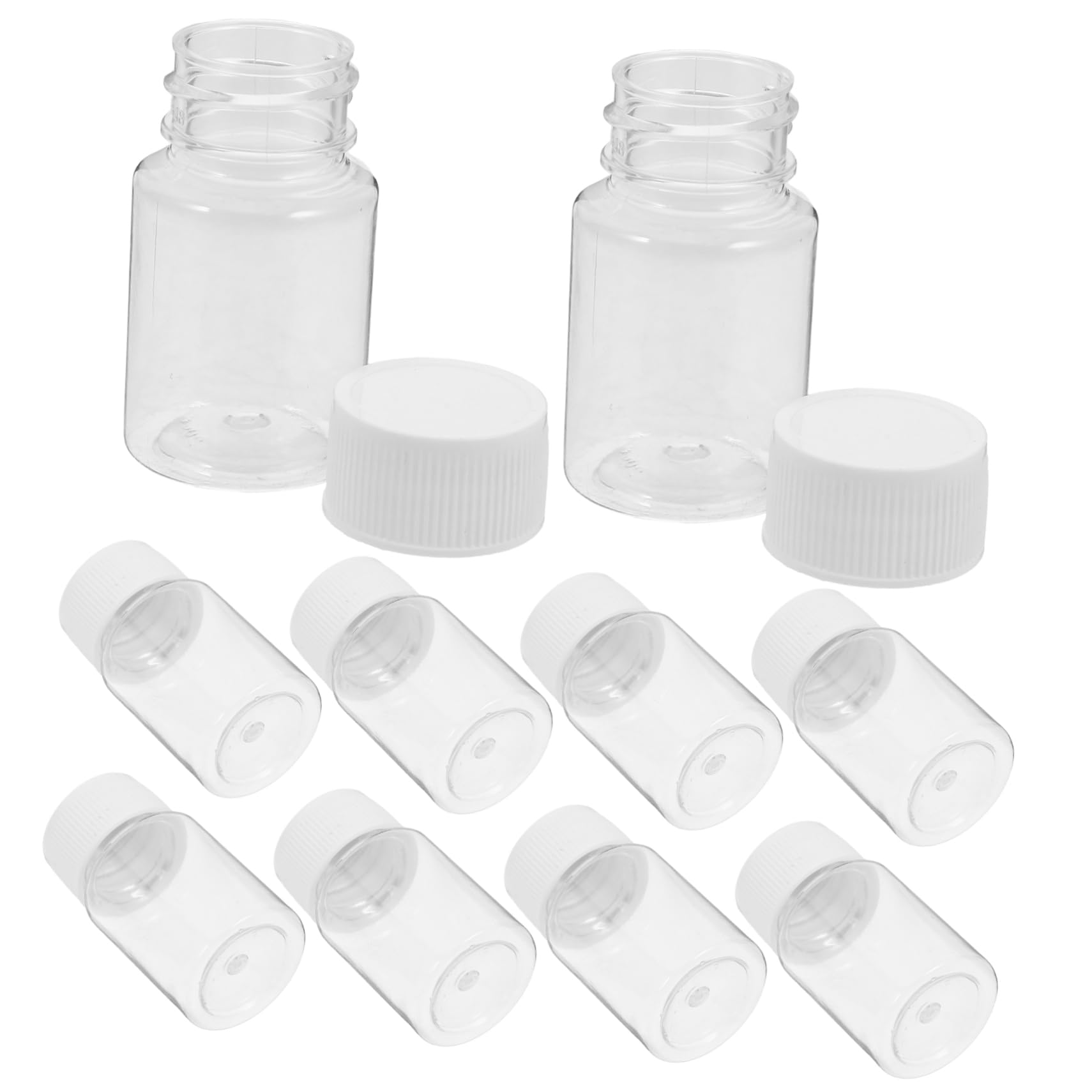 CHILDWEET 10pcs Plastic Round Pill Organizer Bottles Wide Mouth Reagent Bottles Caps 20ml Plastic Sample Containers for Lab Home